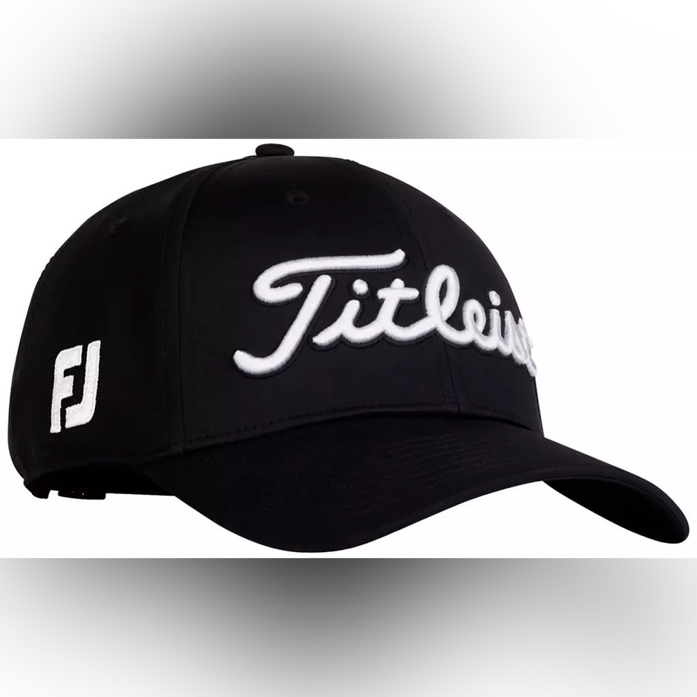 Black and White Titleist Adult Tour Performance Golf Hat OS